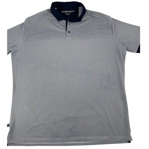 MIZZEN+MAIN Polo Shirt Mens 2XL Blue White Stripe Performance Golf Casual